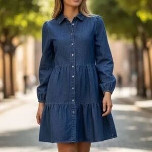 J Crew Denim Button-Up Dress